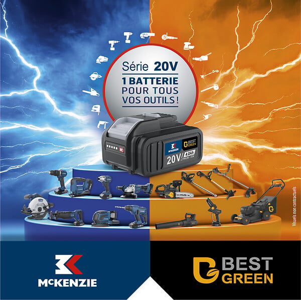 BESTGREEN - Tondeuse poussée à batterie BS 1 - 2x20V / 37 cm - large