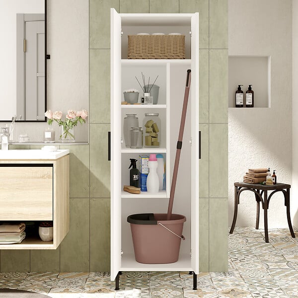 HABITAT ET JARDIN - Armoire multifonctionnelle en bois "Jienna" - 50 x 36 x 165 cm - Blanc - large