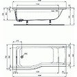 IDEAL STANDARD - IDEAL STANDARD Baignoire Connect air 170 X 80 avec Pare Bain avec volet asymétrique droite - vignette