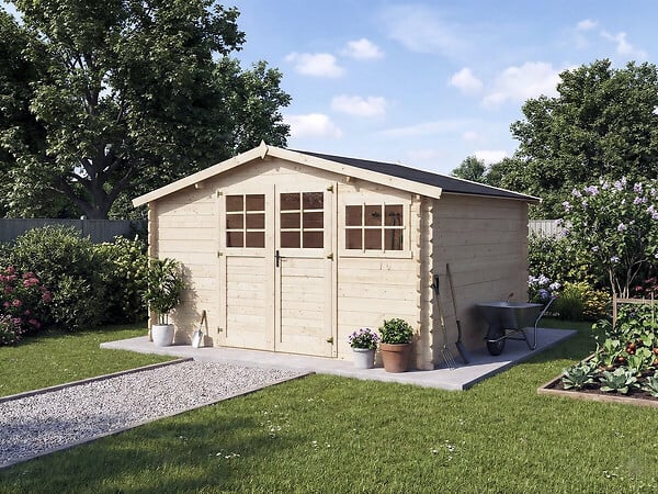HABITAT ET JARDIN - Abri de jardin en bois "Clairval" - 416 x 301 x 218 cm - 12.53 m² - 28 mm - large