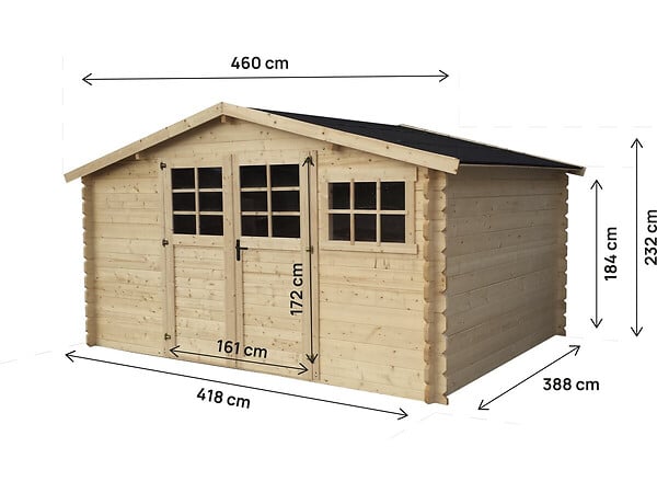 HABITAT ET JARDIN - Abri de jardin en bois "Rocval" - 456 x 425 x 232 cm - 19.42 m² - 28 mm - large