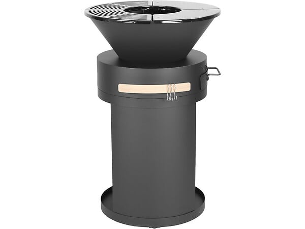HABITAT ET JARDIN - Barbecue plancha brasero a charbon et bois "Cesar" - 49 x 49 x 92 cm - Noir - large