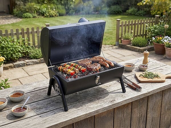 HABITAT ET JARDIN - Barbecue charbon de bois portable "Captain" - 42 x 27 x 43 cm - Noir - large