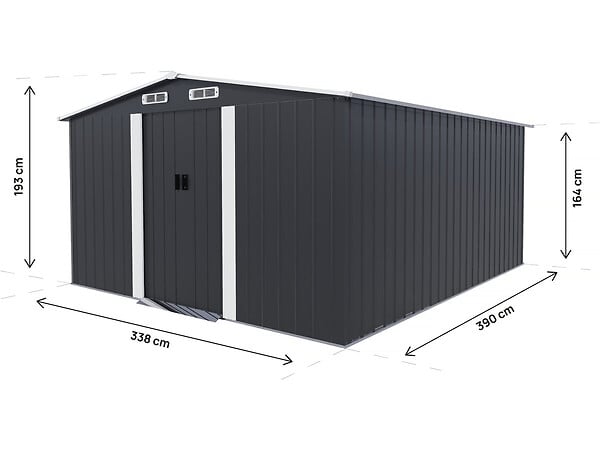 HABITAT ET JARDIN - Abri de jardin métal avec porte coulissante "Boston" - 13 m² - Gris - large