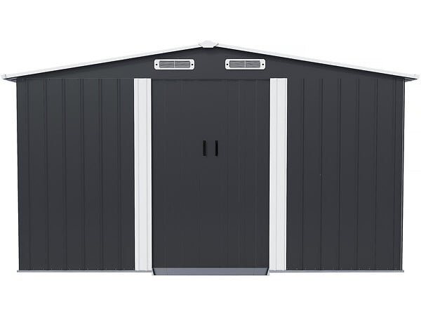 HABITAT ET JARDIN - Abri de jardin métal avec porte coulissante "Boston" - 13 m² - Gris - large