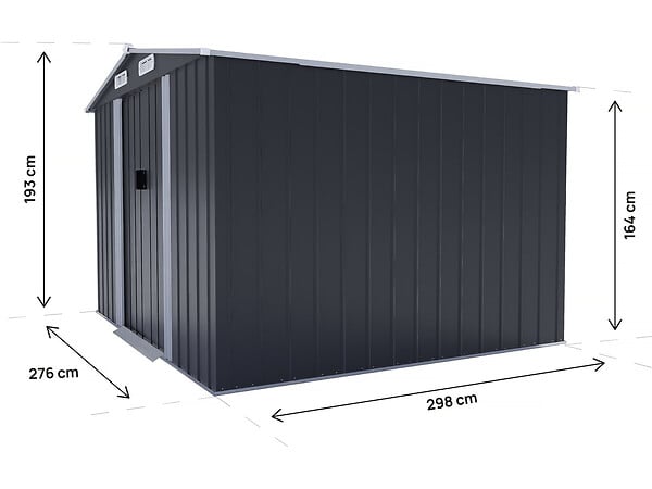 HABITAT ET JARDIN - Abri de jardin métal avec porte coulissante "Boston" - 8 m² - Gris - large