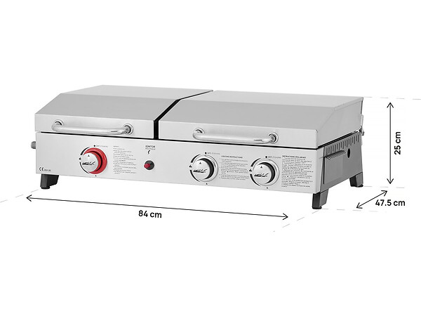 HABITAT ET JARDIN - Plancha barbecue à gaz avec grille et plancha "Flamo" - 3 bruleurs - Gris - large