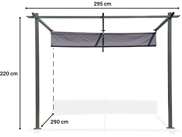 HABITAT ET JARDIN - Pergola adossée avec toit rétractable - 3 x 3 m - Gris anthracite - large
