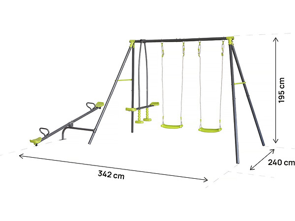 HABITAT ET JARDIN - Portique de jeu en métal avec balançoire à bascule "Basile" - 4 agrès - Vert - large