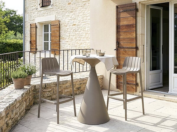 HABITAT ET JARDIN - Table haute bistro de jardin ⌀80 cm "Néora" - Taupe - large
