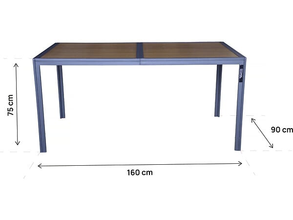 HABITAT ET JARDIN - Table de jardin métal imitation bois "Tossa" - 160 x 90 x 75 cm - Marron - large