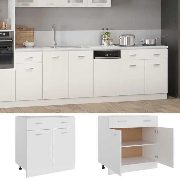 VIDAXL - vidaXL Armoire de plancher à tiroir "Lyon" Blanc 80x46x81,5cm - large