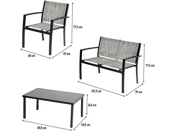 HABITAT ET JARDIN - Salon de jardin bas "Lino" - 4 places  - Gris - large