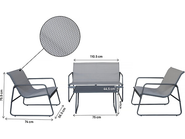 HABITAT ET JARDIN - Salon de jardin en métal "Fortaleza" - 4 places - Gris clair - large