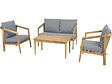 HABITAT ET JARDIN - Salon de jardin en bois avec coussins "Presley" - 4 places - Gris - vignette