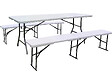 HABITAT ET JARDIN - Ensemble Table de jardin pliante + 2 Bancs pliants " Foldy" - Blanc - vignette