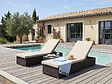 HABITAT ET JARDIN - Lot de 2 bains de soleil en résine tressée avec coussins et table basse "Alice" - Ecru - vignette
