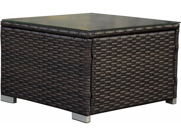 HABITAT ET JARDIN - Lot de 2 bains de soleil en résine tressée avec coussins et table basse "Alice" - Ecru - large