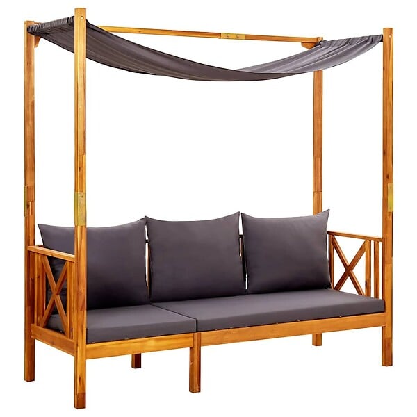 VIDAXL - vidaXL Banc de jardin avec auvent et repose-pieds Bois d'acacia solide - large
