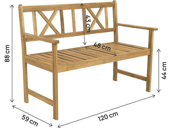HABITAT ET JARDIN - Banc de jardin en bois 120 cm "Surabaya" - 2 places - Marron - large