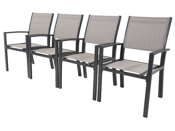 HABITAT ET JARDIN - Fauteuil jardin Alu/Textilène "Tropic" - Phoenix - Gris foncé - Lot de 2 - large