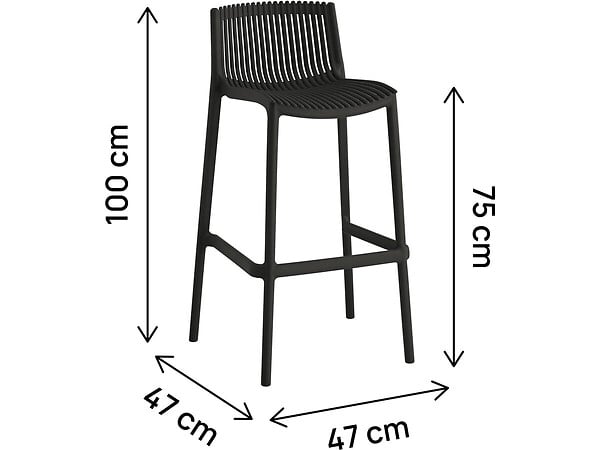 HABITAT ET JARDIN - Lot de 2 chaises hautes empilables en plastique "Néora" - Noir - large