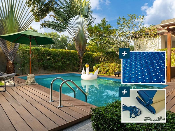 HABITAT ET JARDIN - Piscine bois rectangle " Panama "- 6.20 x 4.10 x 1.45 m + Bâche à bulles 180 µ - Bâche hiver 280 g/m² + - large