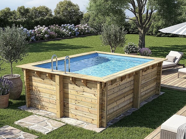 HABITAT ET JARDIN - Piscine bois rectangle " Zanzibar "- 3,50 x 2,30 x 1,24  m - large