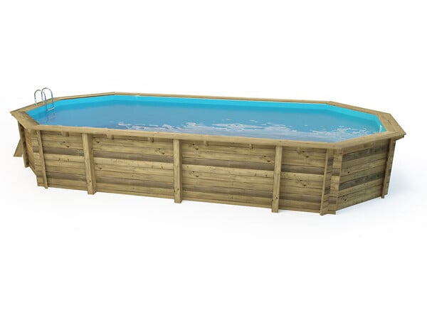 HABITAT ET JARDIN - Piscine bois " Sevilla 145 " - 8.57 x 4.57 x 1.45 m + Bâche à bulles 180 µ + Bâche hiver 280 gr/m² - large