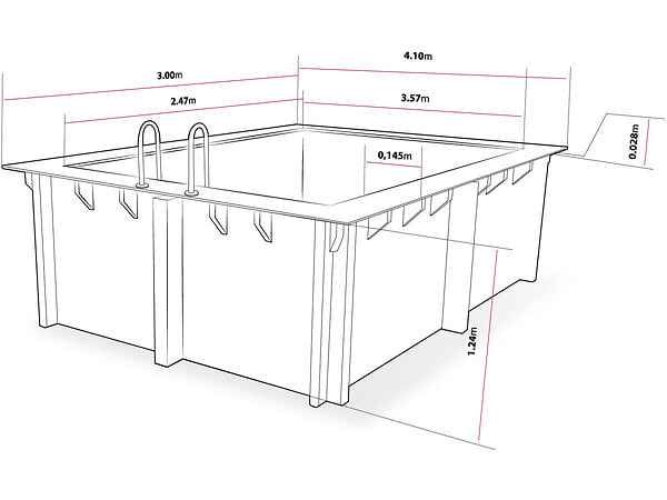 HABITAT ET JARDIN - Piscine bois rectangle " Caimans 120  " - 4.10 x 3.00 x 1.24  m + Bâche à bulles 180 µ - Bâche hiver 280 g/m² - large