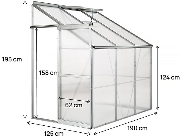 HABITAT ET JARDIN - Serre jardin adossée en polycarbonate "Aneth" 190 x 125 x 195 cm - 2,37 m² - large