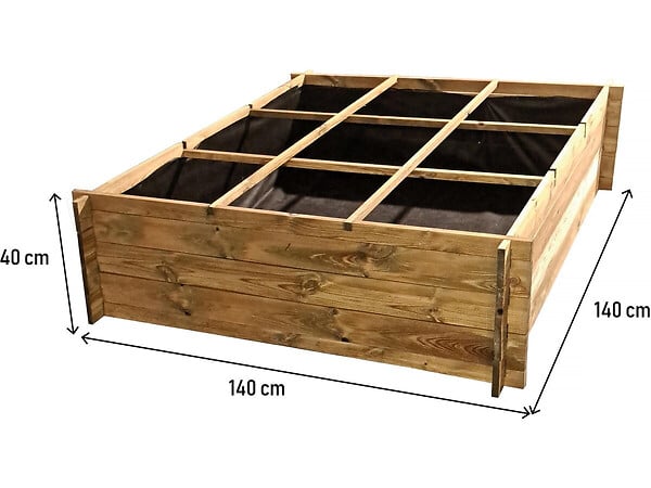 HABITAT ET JARDIN - Carré potager en bois "Nigelle" - 140 x 140 x 40 cm - large