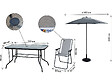 HABITAT ET JARDIN - Table et chaises de jardin avec parasol en métal "Convivia" - 6 places - Gris clair - vignette