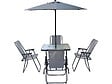 HABITAT ET JARDIN - Table et chaises de jardin avec parasol en métal "Convivia" - 4 places - Gris clair - vignette