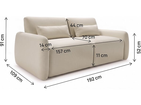 HABITAT ET JARDIN - Canapé lit convertible express "Aurelie" - Matelas 18 cm - Couchage 140 cm - 3 places - Beige - large