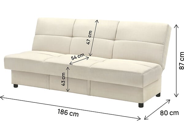HABITAT ET JARDIN - Canapé Clic-Clac "Enzo" - 186 x 80 x 87 cm - 3 places - Beige - large
