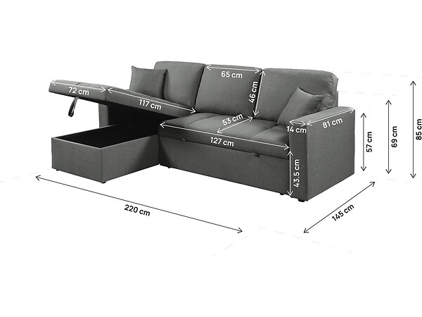 HABITAT ET JARDIN - Canapé d'angle convertible/réversible style bubble "Alain" - 3 places - Gris - large