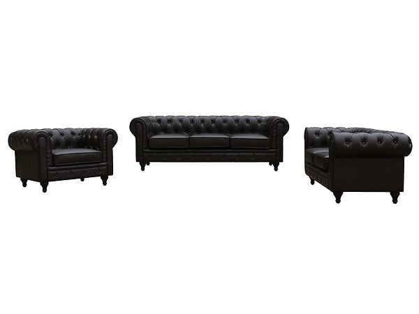 HABITAT ET JARDIN - Canapé fixe Chesterfield "Aliza" - 157 x 82 x 70 cm - 2 places - Marron - large