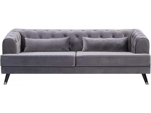 HABITAT ET JARDIN - Canapé fixe en velours "Gloria" - 216 x 86 x 76 cm - 3 places - Gris - large