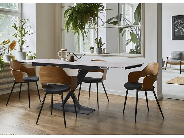 HABITAT ET JARDIN - Table à manger extensible en céramique 6 à 10 personnes "Silence" - Gris marbré - large