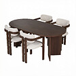 HABITAT ET JARDIN - Ensemble Table et Chaises (5 Pièces) en bois "Meridia 4" - 180 x 90 x 75 cm - Blanc - vignette