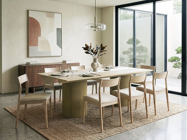HABITAT ET JARDIN - Table à manger ovale en bois "Zénith" - 180 cm - 8 places - Beige - large