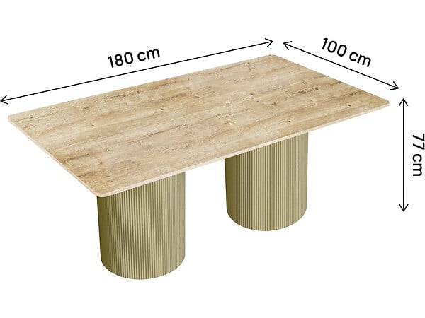 HABITAT ET JARDIN - Table à manger ovale en bois "Zénith" - 180 cm - 8 places - Beige - large