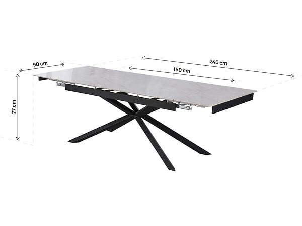 HABITAT ET JARDIN - Table à manger extensible en céramique 6 à 10 personnes "Celeste" - Gris marbré - large