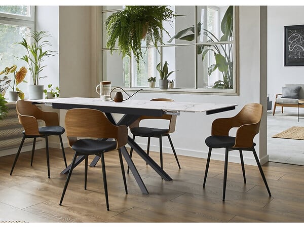 HABITAT ET JARDIN - Table à manger extensible en céramique 6 à 10 personnes "Celeste" - Blanc marbré gris - large