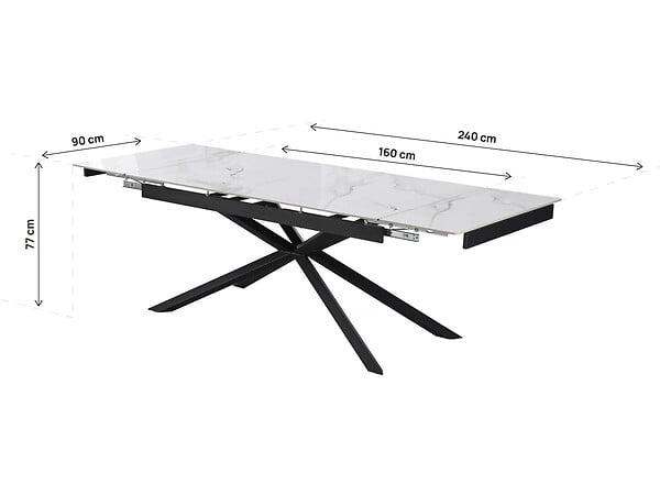 HABITAT ET JARDIN - Table à manger extensible en céramique 6 à 10 personnes "Celeste" - Blanc marbré gris - large