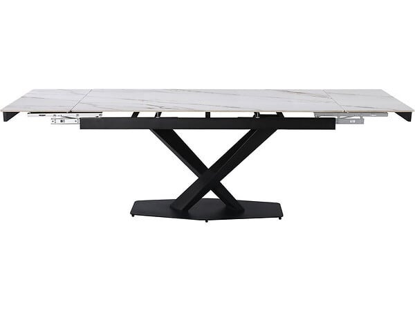 HABITAT ET JARDIN - Table à manger extensible en céramique 6 à 10 personnes  "Silence" - Blanc marbré gold - large