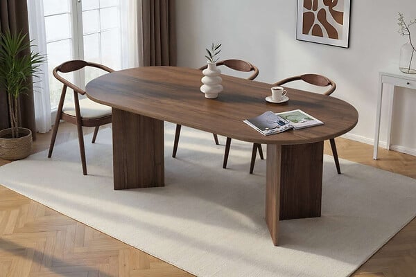 HABITAT ET JARDIN - Table à manger en bois "Sabella" 200 x 90 x 75 cm - Noyer - large