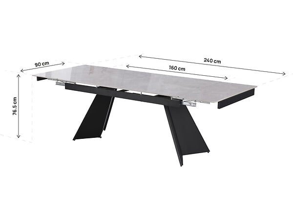 HABITAT ET JARDIN - Table de repas extensible en céramique 6 à 10 personnes "Equinoxe" - Gris marbré - large