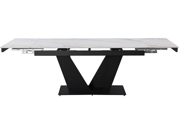 HABITAT ET JARDIN - Table à manger extensible en céramique - 160/240 cm - 6 à 10 personnes "Nova" - Blanc marbré gold - large